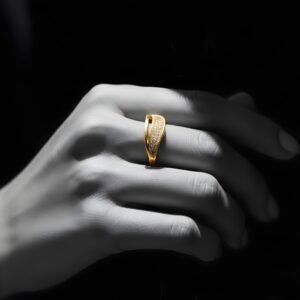 Golden Wave Silver Ring