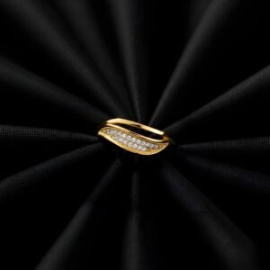 Golden Wave Silver Ring