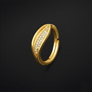 Golden Wave Silver Ring
