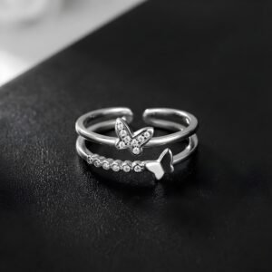 silver butterfly dual ring