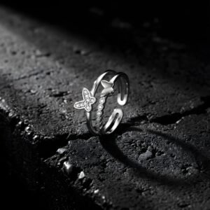 Silver Butterfly Dual Ring